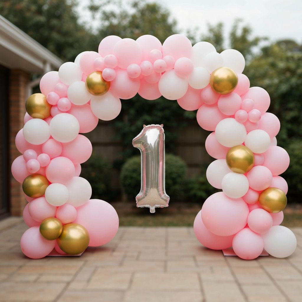 Балонена арка за първи рожден ден момиче