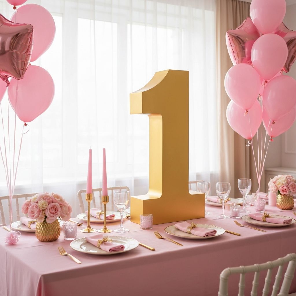 Розово и Златно - украса за първи рожден ден на момиче