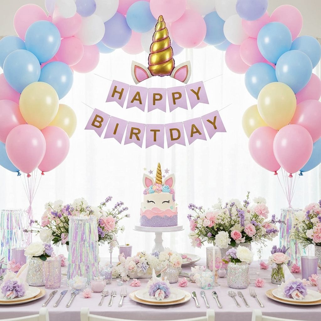Еднорози украса за рожден ден на момиче